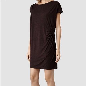 All Saints burgundy wool blend relian dress- med